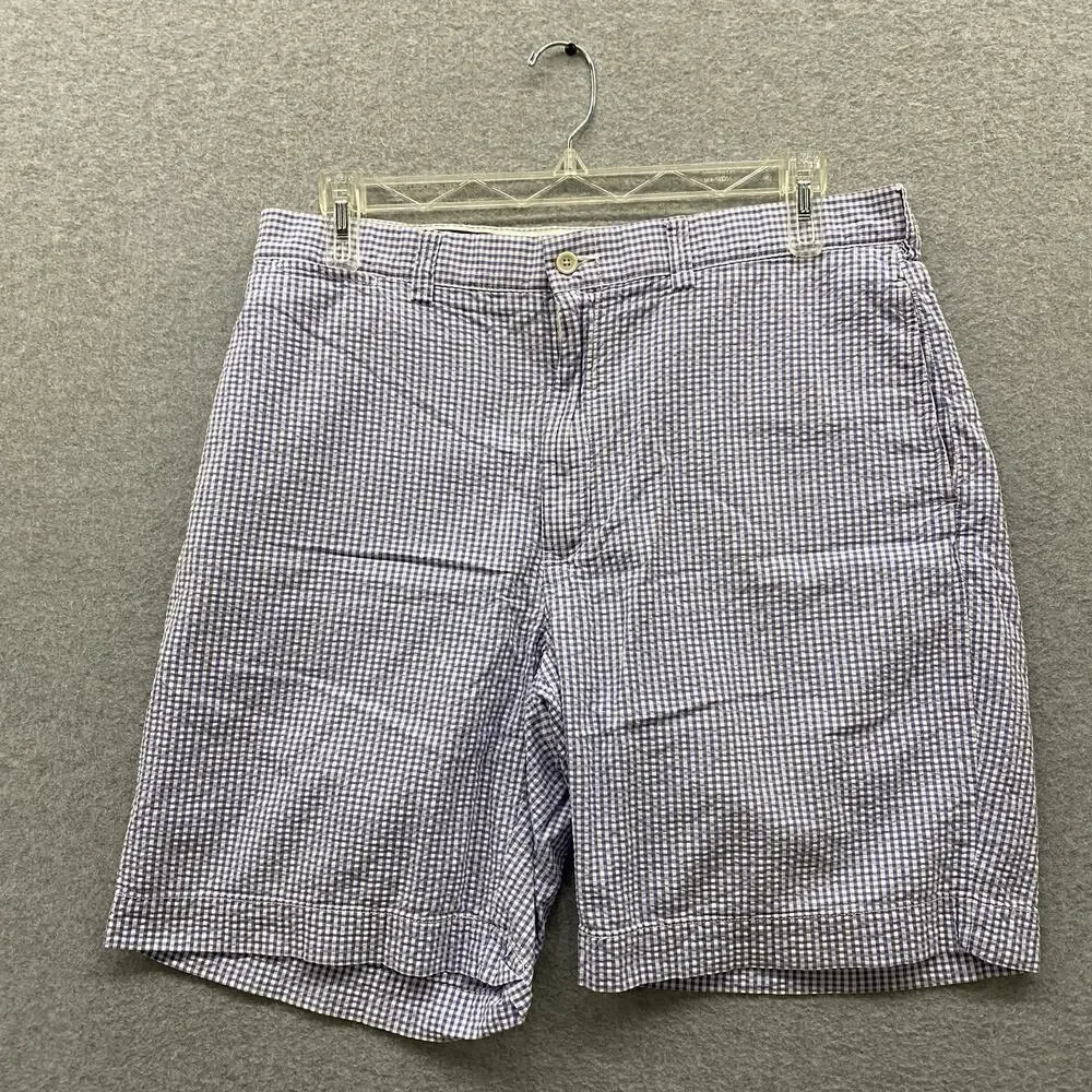 Polo Ralph Lauren Men’s Blue White Gingham Shorts Size 36 Cotton Preppy Classic